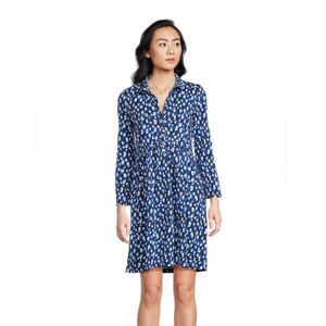 Lilly Pulitzer Navy and White Printed Long-Sleeve Dress